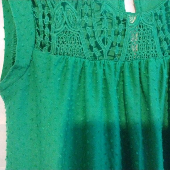 Zac & Rachel Lace Yoke Sleeveless Blouse Green S Romantic Soft Grunge Feminine - Picture 2 of 7